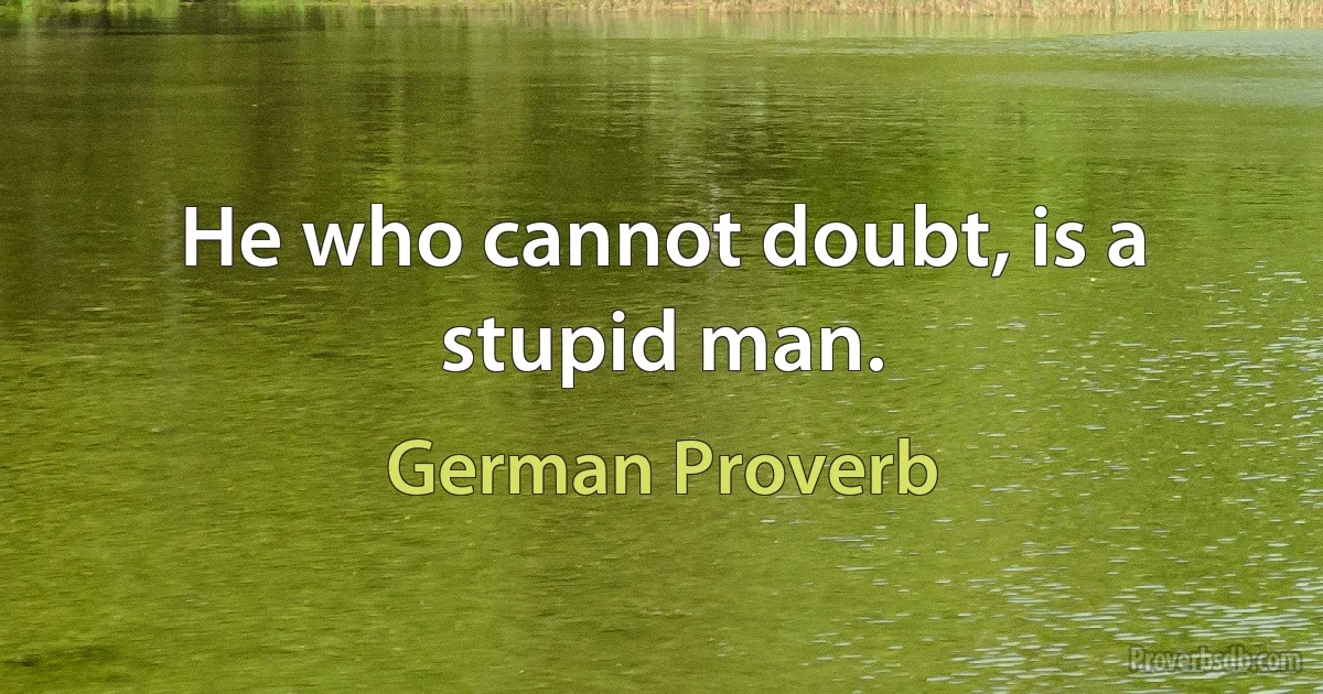 He who cannot doubt, is a stupid man. (German Proverb)