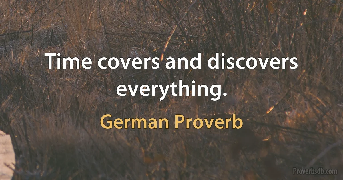 Time covers and discovers everything. (German Proverb)