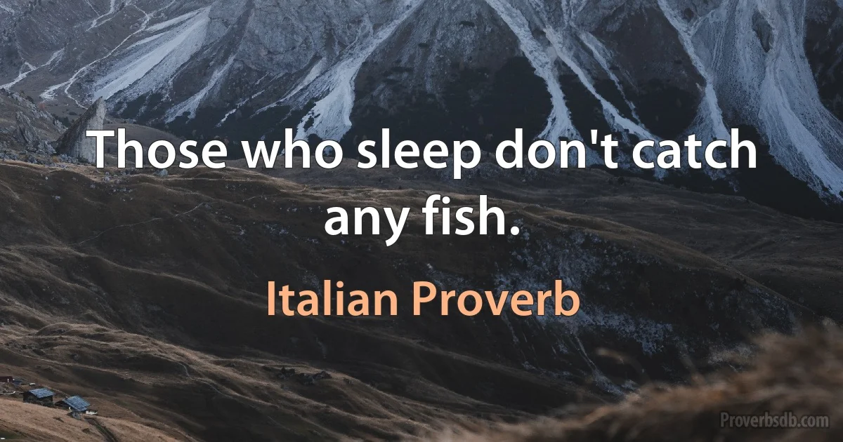 Those who sleep don't catch any fish. (Italian Proverb)