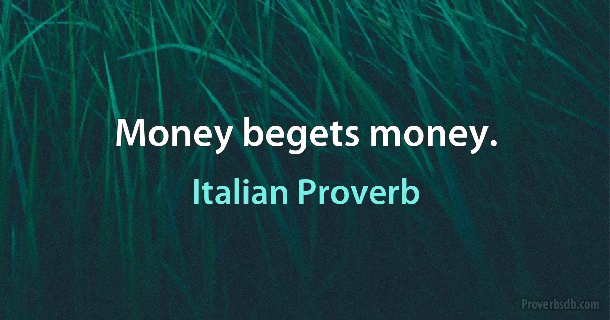 Money begets money. (Italian Proverb)