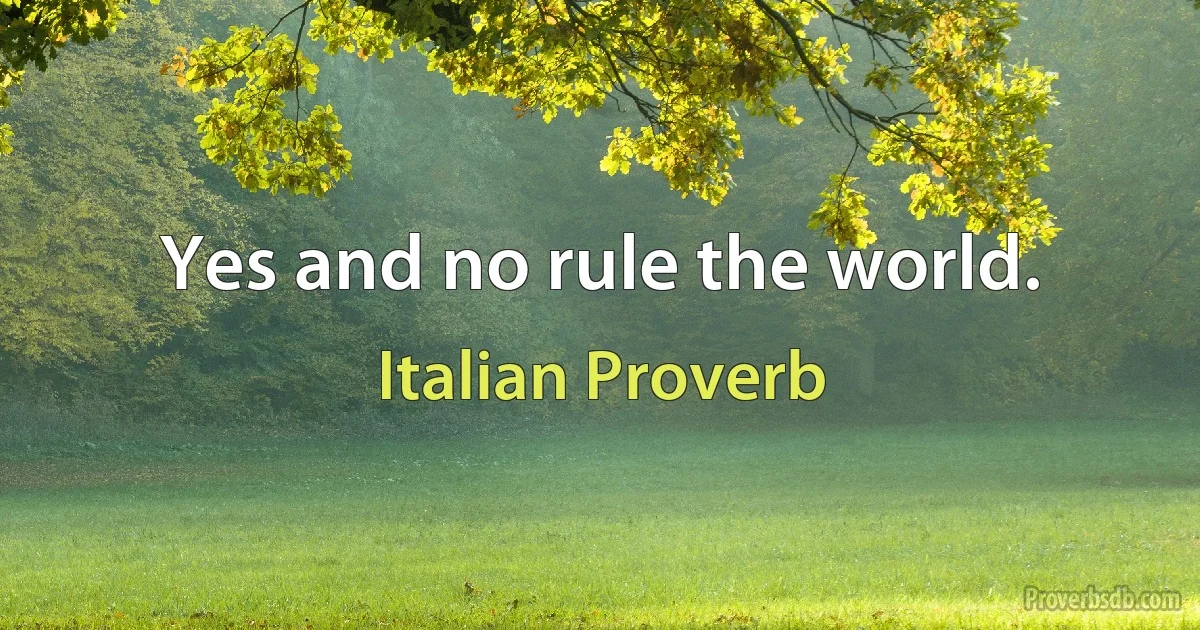 Yes and no rule the world. (Italian Proverb)