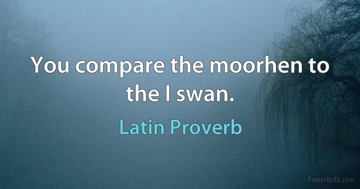 You compare the moorhen to the I swan. (Latin Proverb)