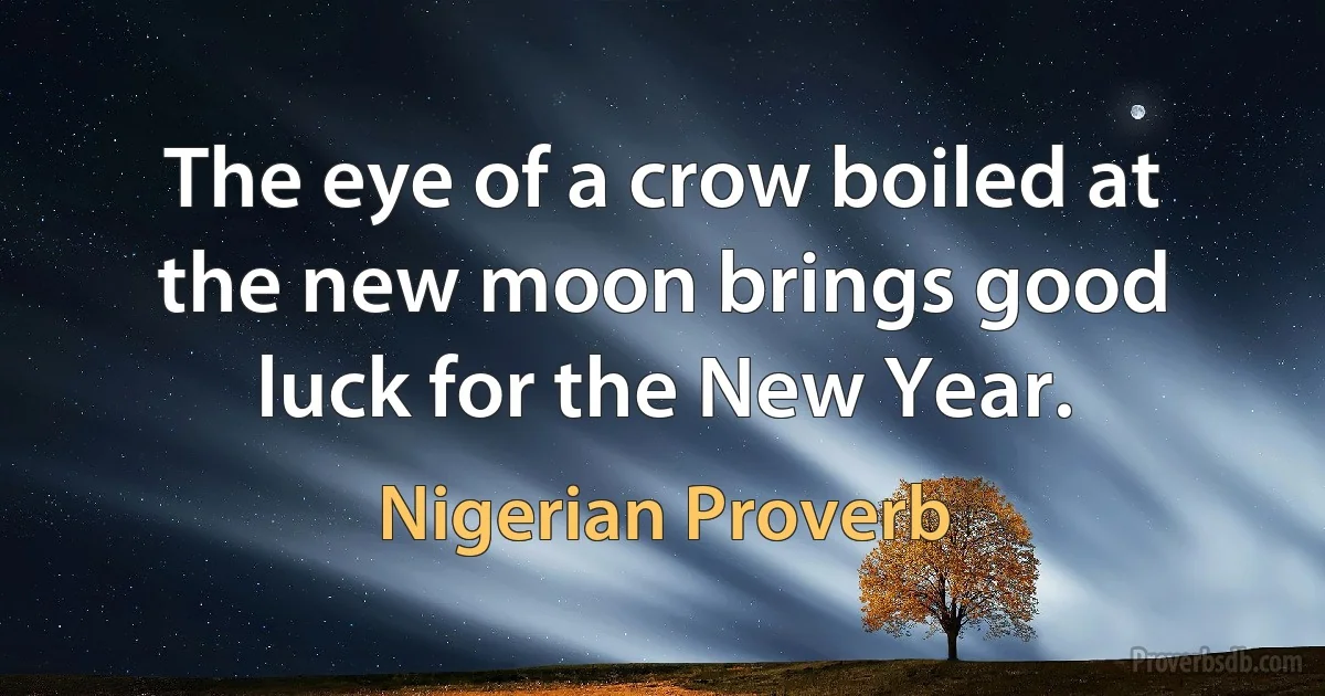 The eye of a crow boiled at the new moon brings good luck for the New Year. (Nigerian Proverb)