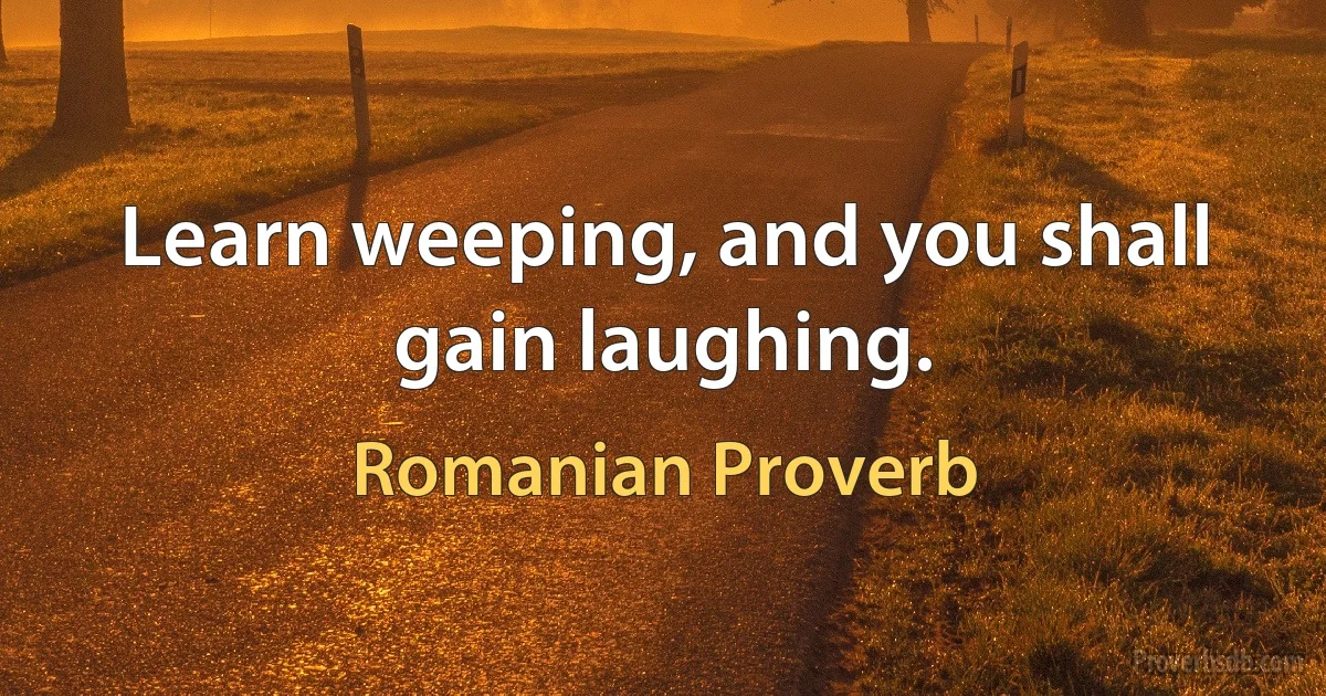 Learn weeping, and you shall gain laughing. (Romanian Proverb)