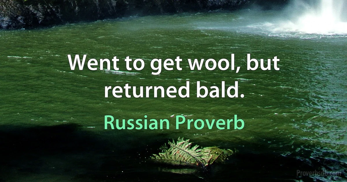 Went to get wool, but returned bald. (Russian Proverb)