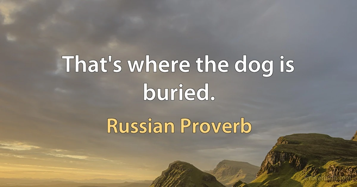 That's where the dog is buried. (Russian Proverb)