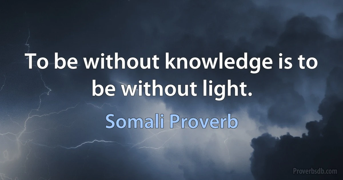 To be without knowledge is to be without light. (Somali Proverb)