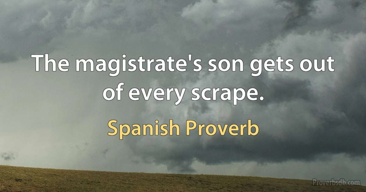 The magistrate's son gets out of every scrape. (Spanish Proverb)