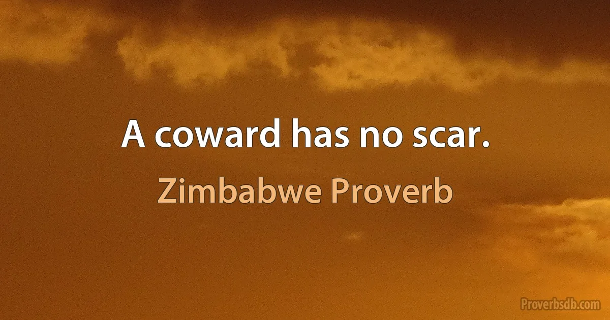 A coward has no scar. (Zimbabwe Proverb)