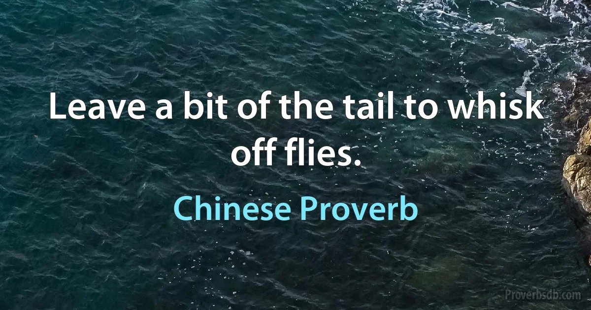 Leave a bit of the tail to whisk off flies. (Chinese Proverb)