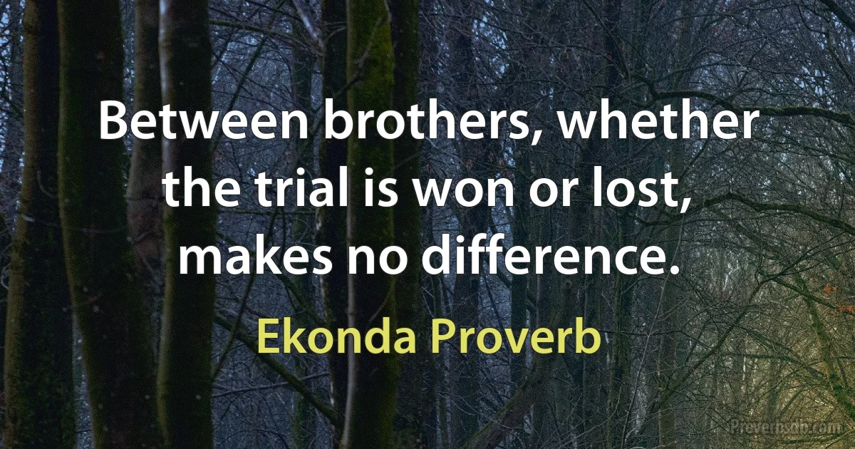 Between brothers, whether the trial is won or lost, makes no difference. (Ekonda Proverb)