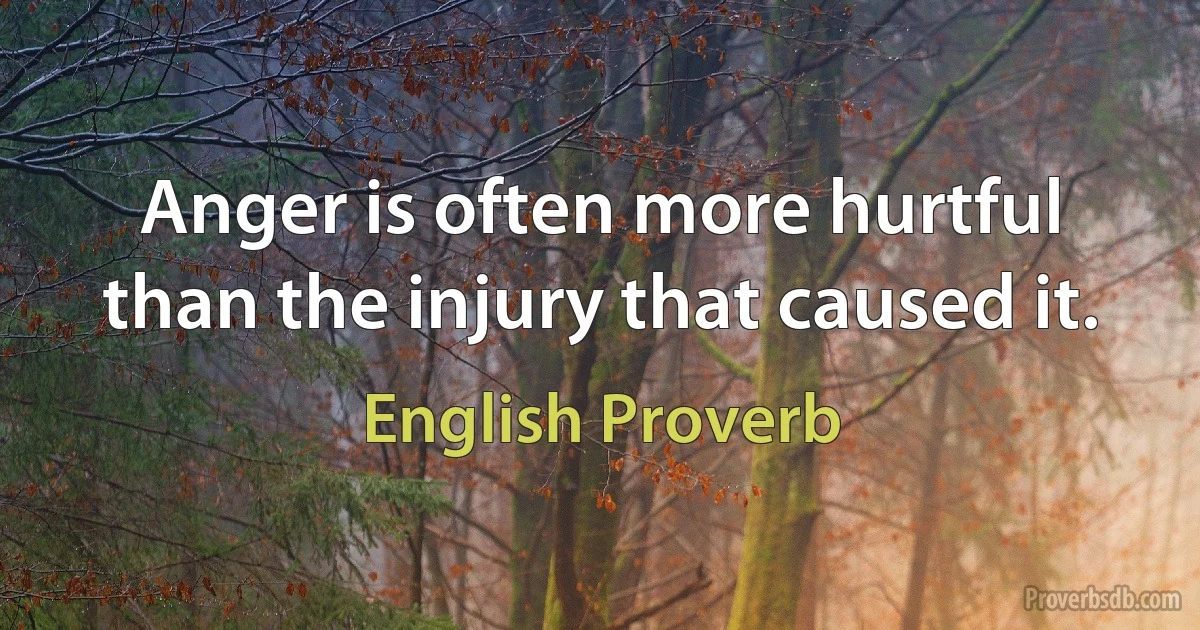 Anger is often more hurtful than the injury that caused it. (English Proverb)