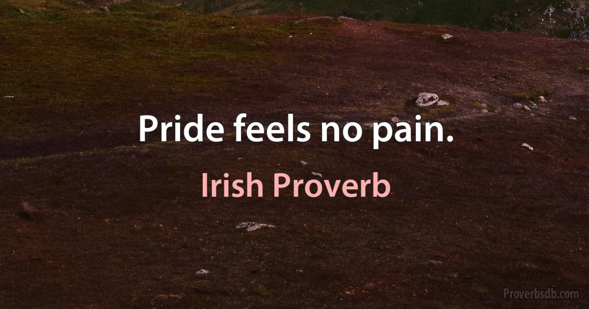 Pride feels no pain. (Irish Proverb)