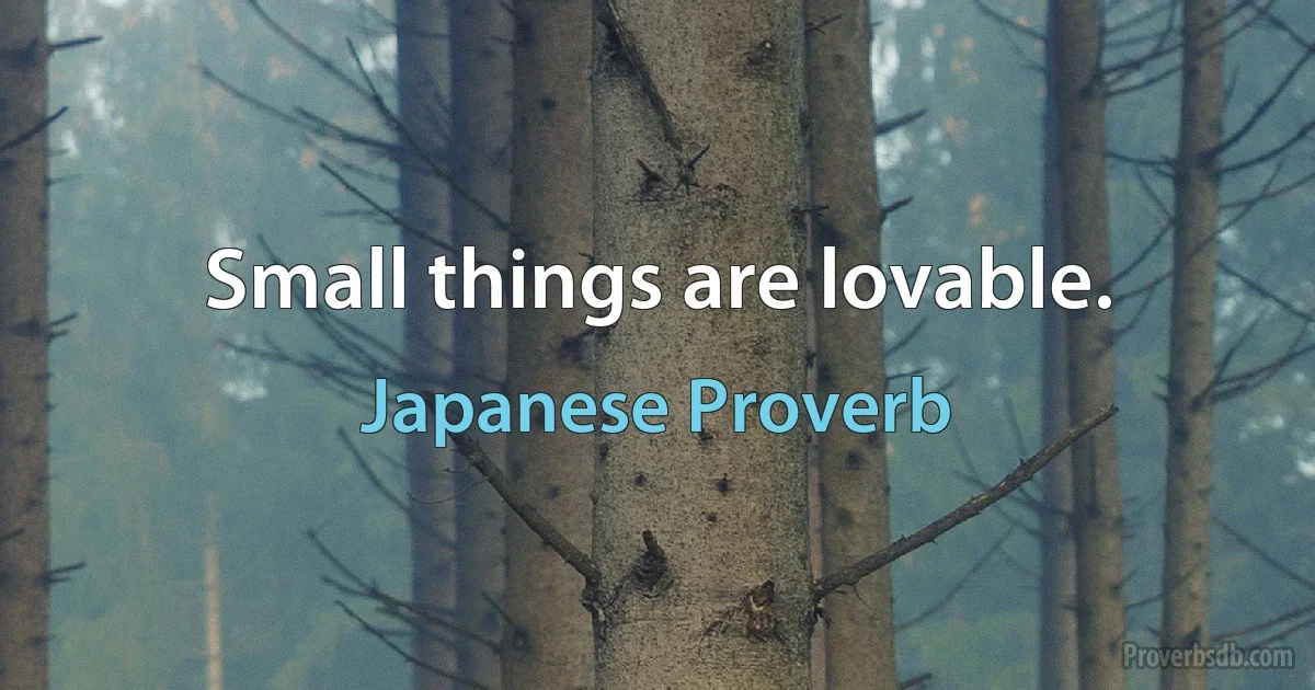 Small things are lovable. (Japanese Proverb)