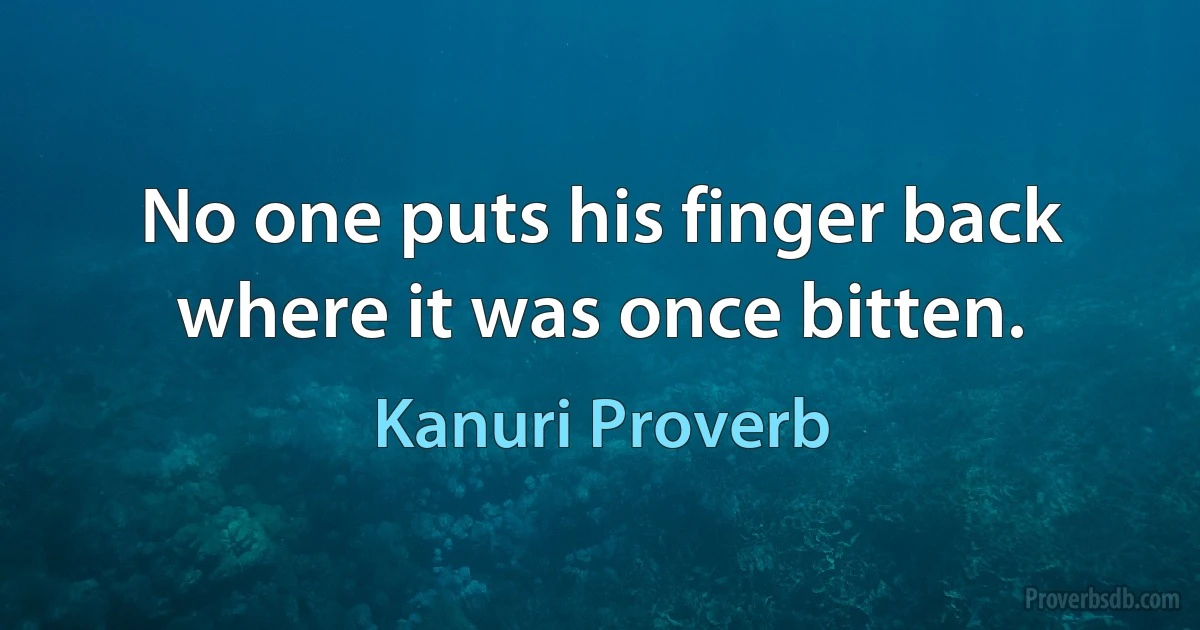 No one puts his finger back where it was once bitten. (Kanuri Proverb)