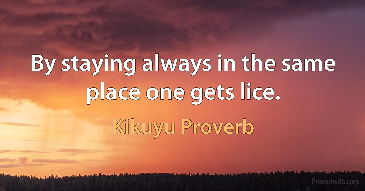 By staying always in the same place one gets lice. (Kikuyu Proverb)