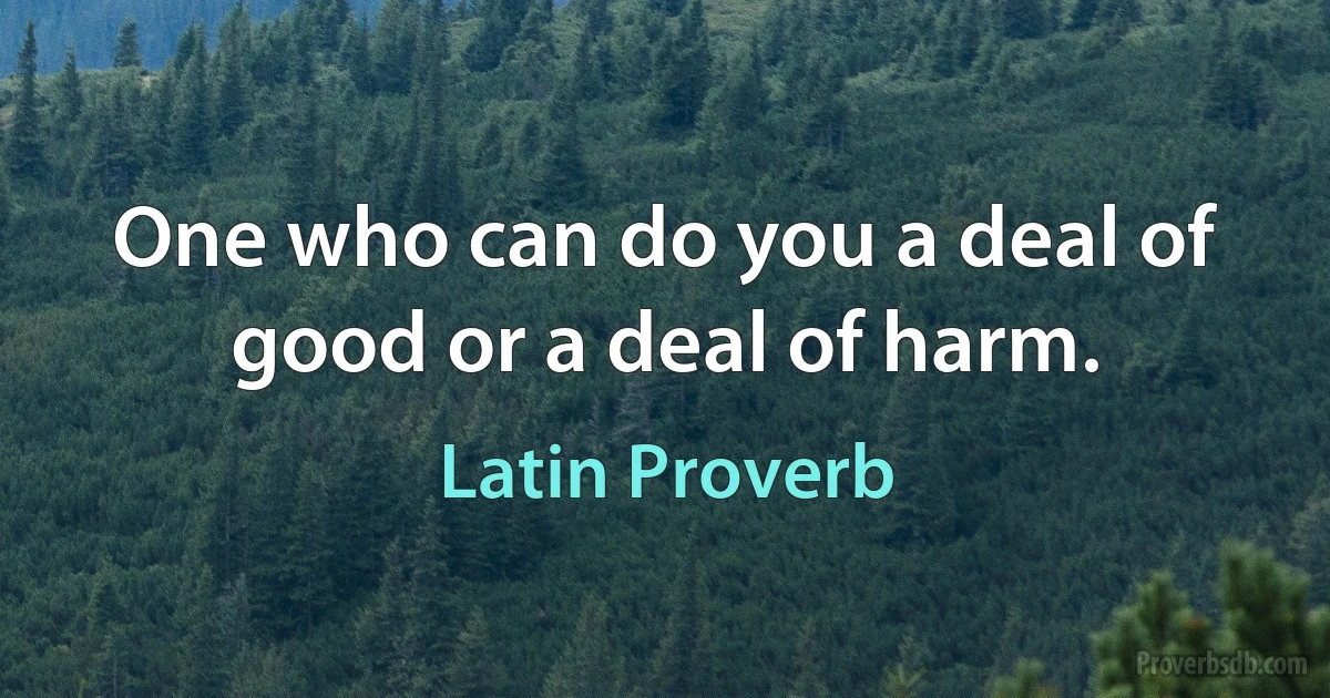 One who can do you a deal of good or a deal of harm. (Latin Proverb)