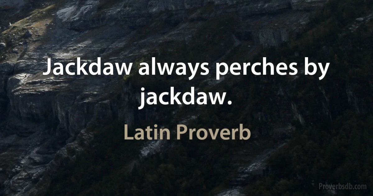 Jackdaw always perches by jackdaw. (Latin Proverb)