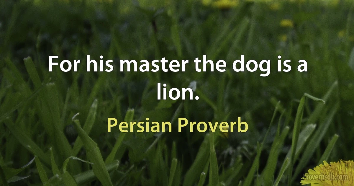 For his master the dog is a lion. (Persian Proverb)