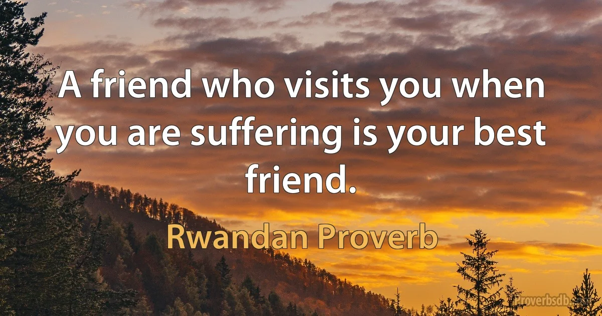 A friend who visits you when you are suffering is your best friend. (Rwandan Proverb)