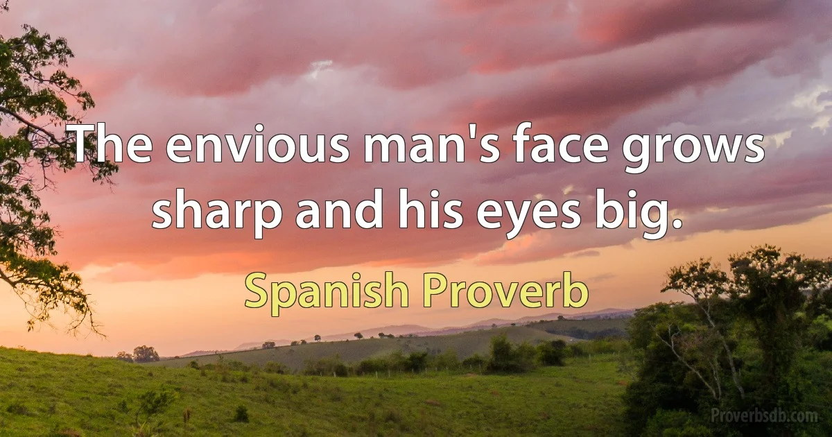 The envious man's face grows sharp and his eyes big. (Spanish Proverb)