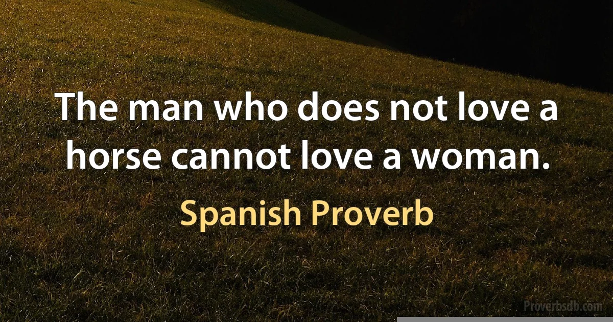 The man who does not love a horse cannot love a woman. (Spanish Proverb)