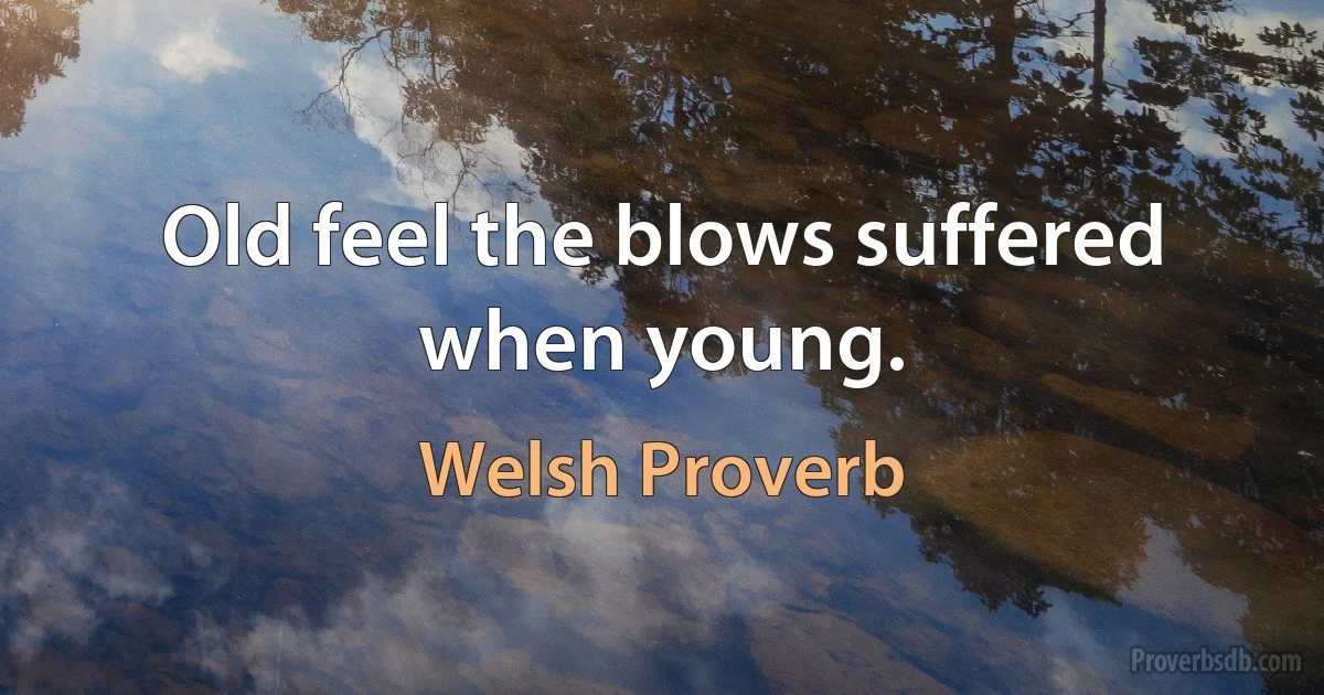 Old feel the blows suffered when young. (Welsh Proverb)