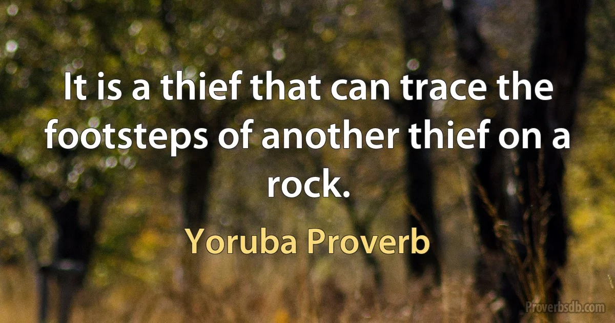 It is a thief that can trace the footsteps of another thief on a rock. (Yoruba Proverb)