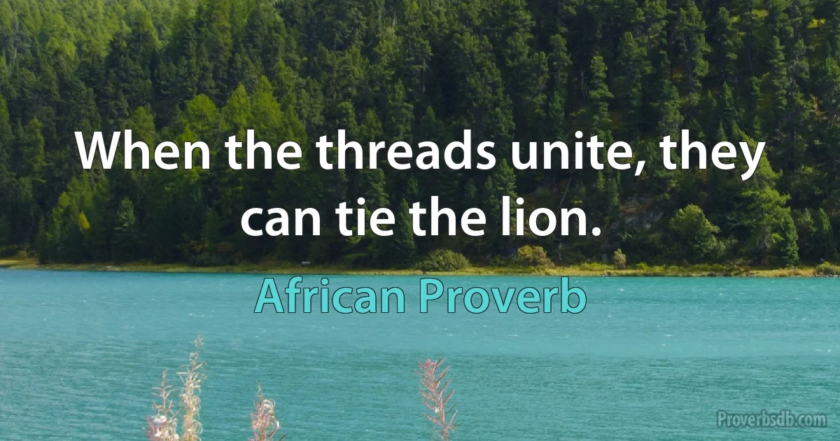 When the threads unite, they can tie the lion. (African Proverb)