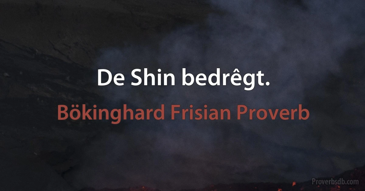 De Shin bedrêgt. (Bökinghard Frisian Proverb)