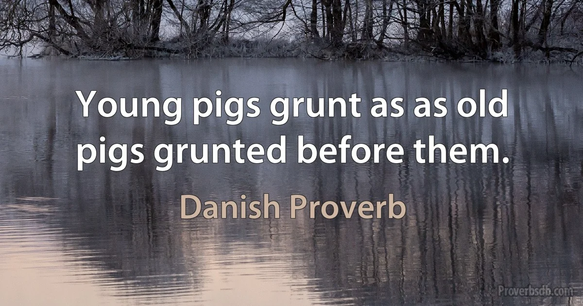 Young pigs grunt as as old pigs grunted before them. (Danish Proverb)