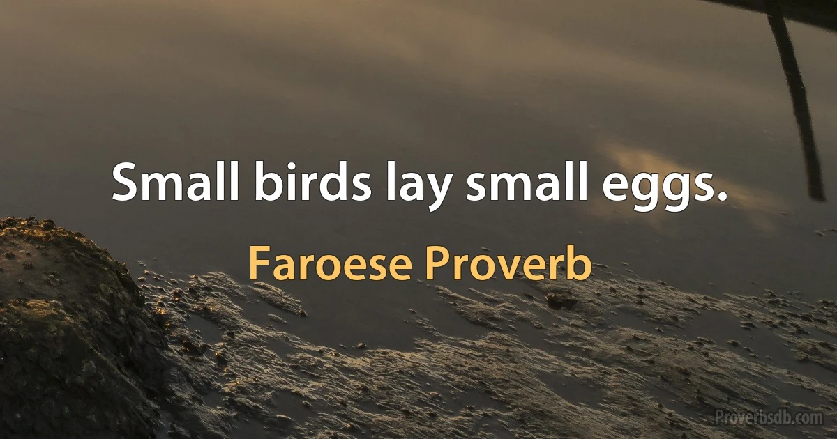 Small birds lay small eggs. (Faroese Proverb)