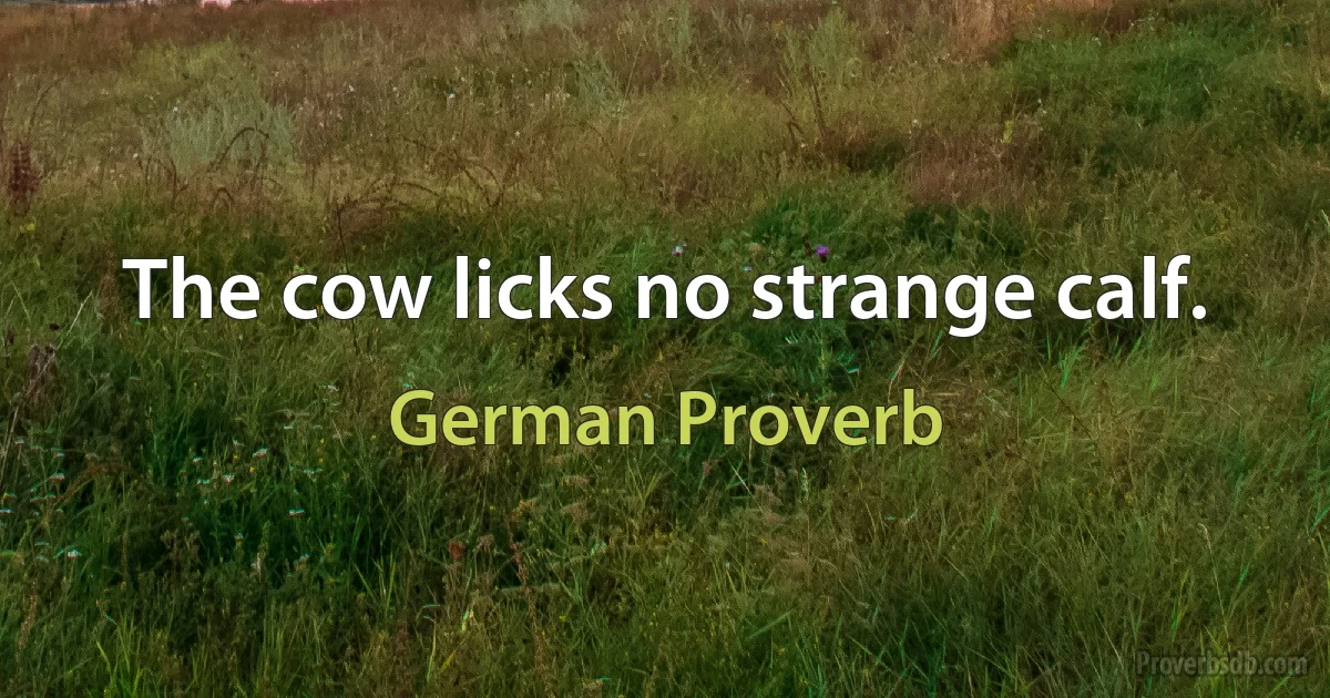 The cow licks no strange calf. (German Proverb)