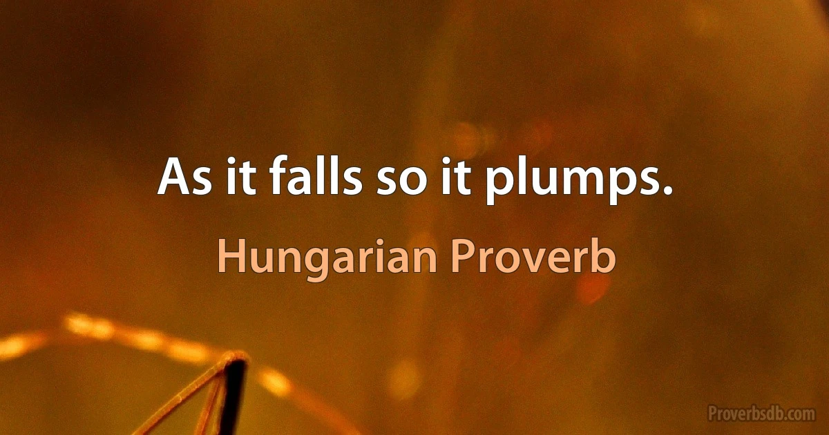 As it falls so it plumps. (Hungarian Proverb)