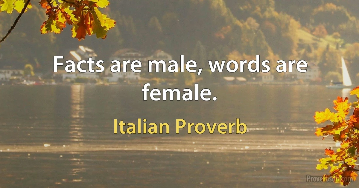 Facts are male, words are female. (Italian Proverb)