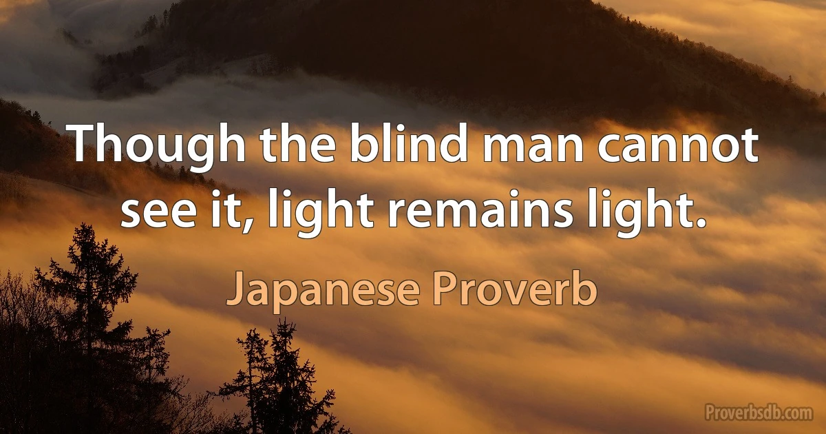 Though the blind man cannot see it, light remains light. (Japanese Proverb)