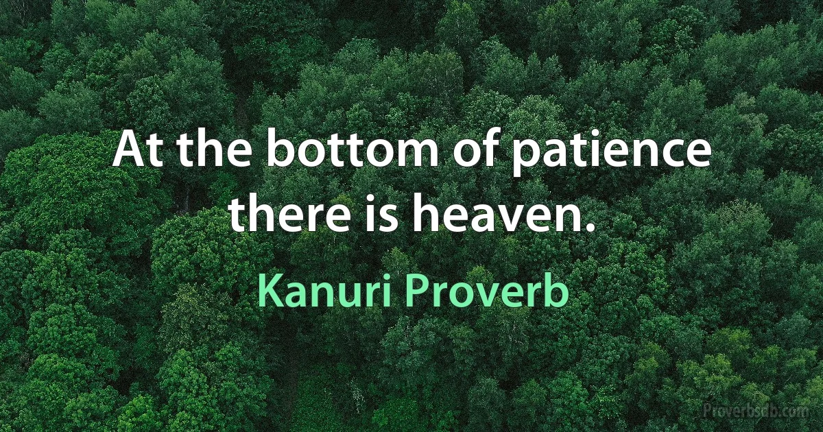 At the bottom of patience there is heaven. (Kanuri Proverb)