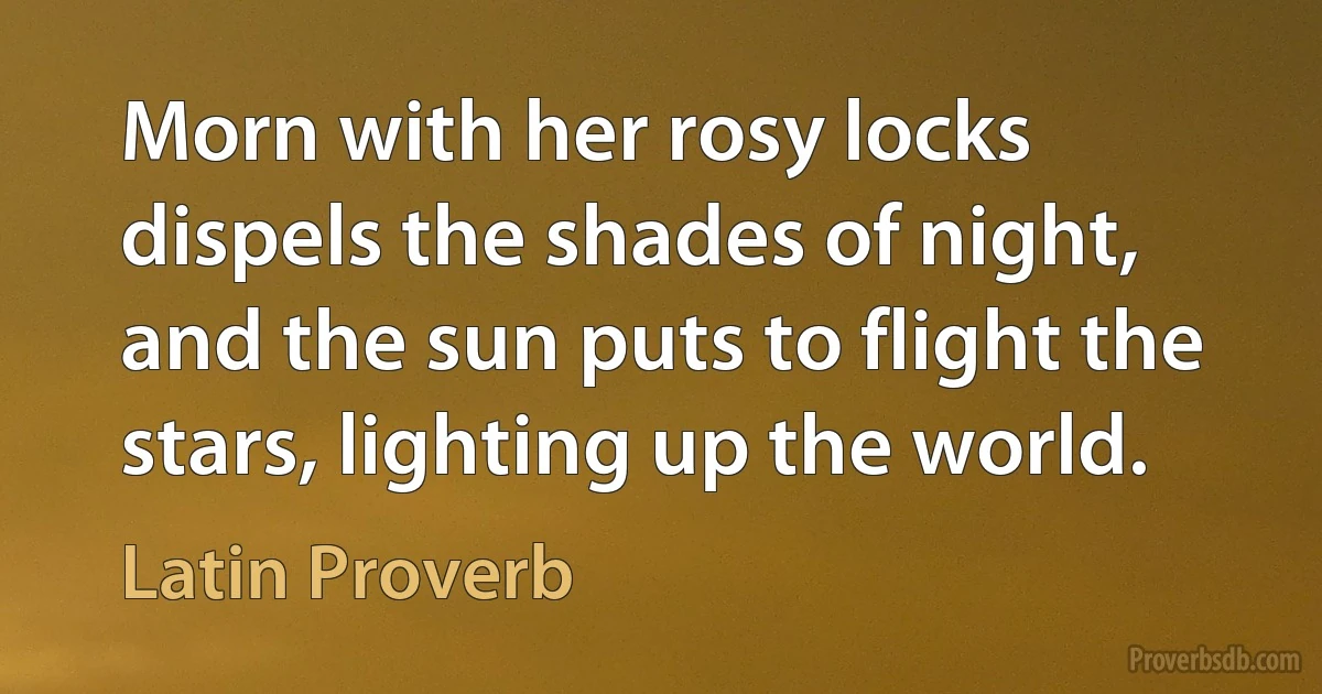 Morn with her rosy locks dispels the shades of night, and the sun puts to flight the stars, lighting up the world. (Latin Proverb)