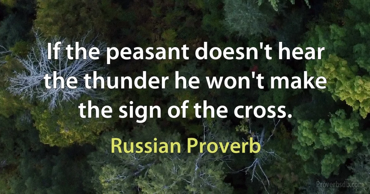 If the peasant doesn't hear the thunder he won't make the sign of the cross. (Russian Proverb)