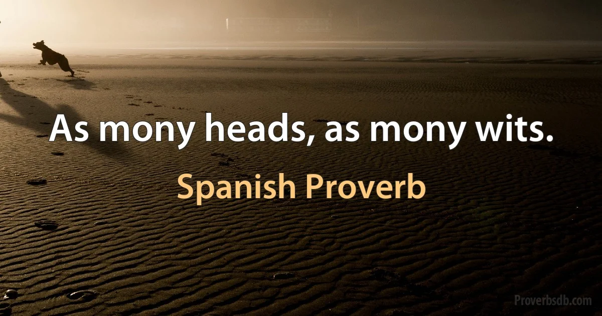 As mony heads, as mony wits. (Spanish Proverb)