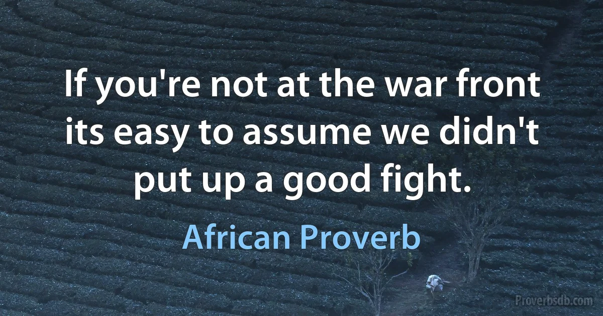 If you're not at the war front its easy to assume we didn't put up a good fight. (African Proverb)