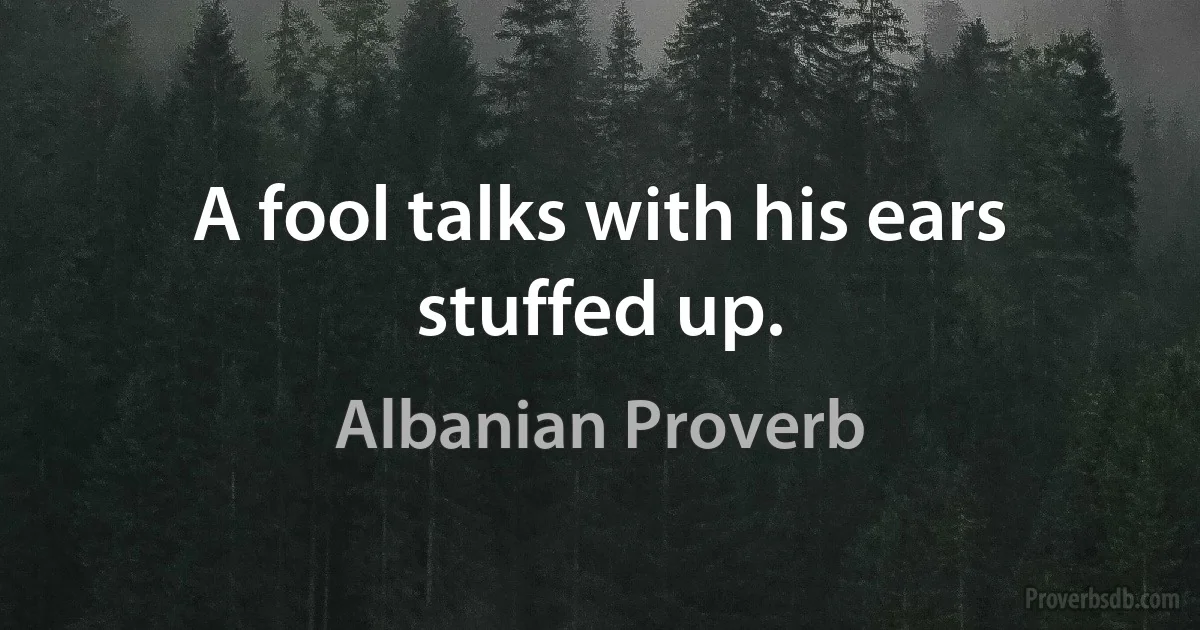 A fool talks with his ears stuffed up. (Albanian Proverb)