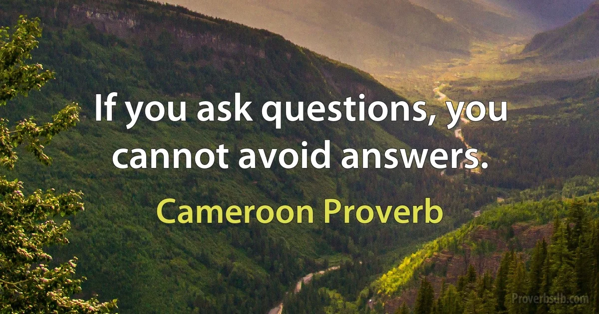 If you ask questions, you cannot avoid answers. (Cameroon Proverb)