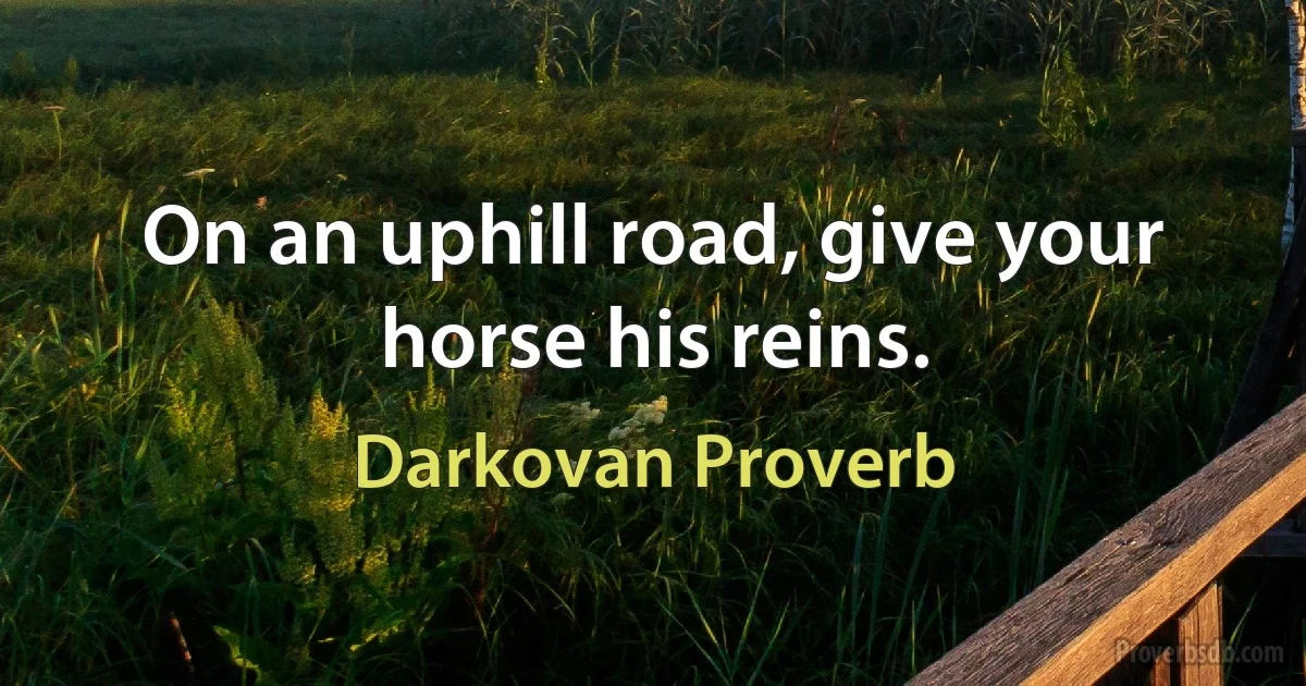 On an uphill road, give your horse his reins. (Darkovan Proverb)