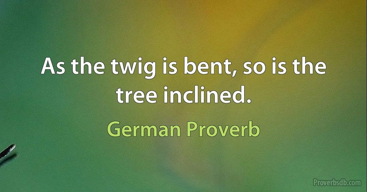 As the twig is bent, so is the tree inclined. (German Proverb)