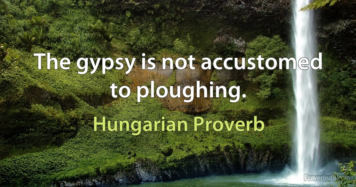 The gypsy is not accustomed to ploughing. (Hungarian Proverb)