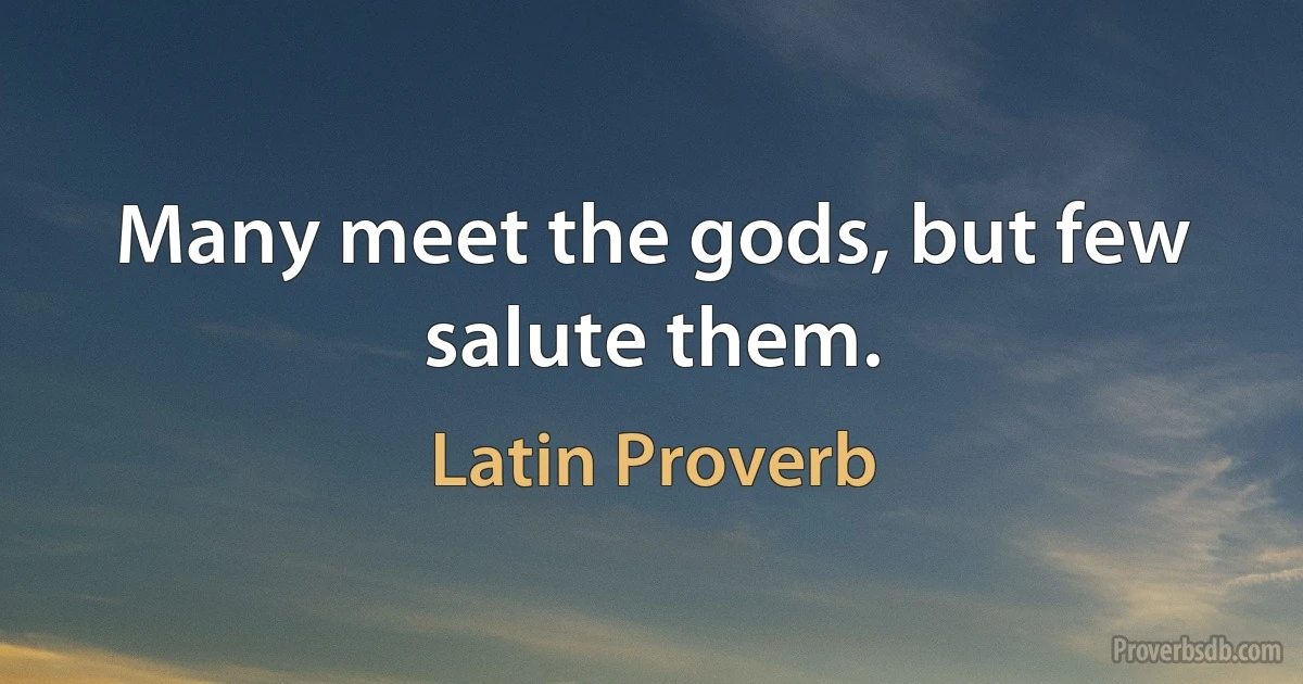 Many meet the gods, but few salute them. (Latin Proverb)