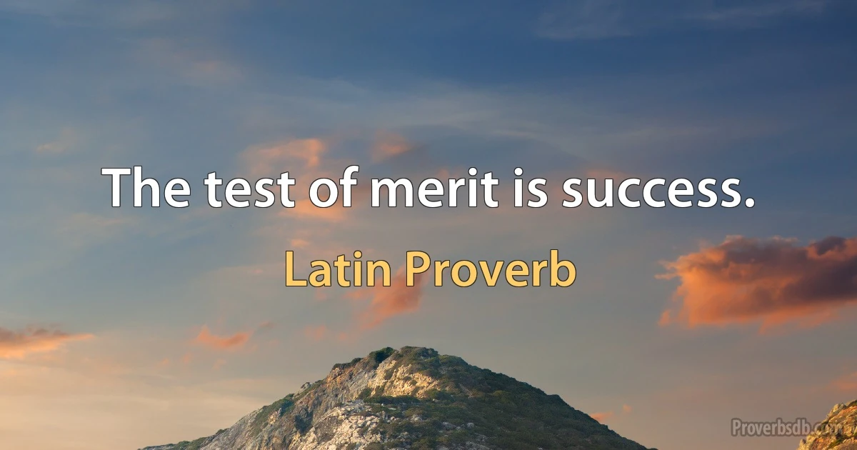 The test of merit is success. (Latin Proverb)