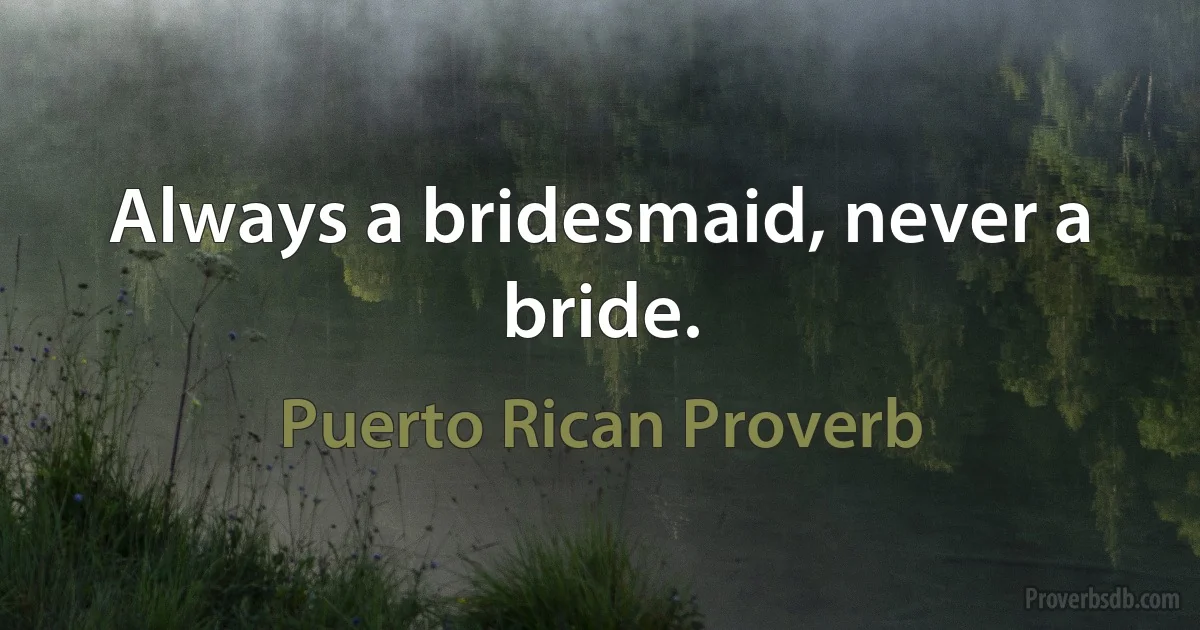 Always a bridesmaid, never a bride. (Puerto Rican Proverb)