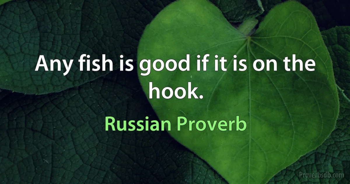 Any fish is good if it is on the hook. (Russian Proverb)